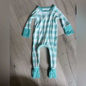 Little Sleepies Teal Gingham Footie